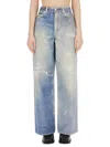 Our Legacy High Waist Boyfriend Jeans With Distressed Finish In Animal Print