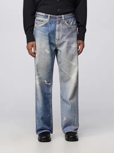 Our Legacy Mens Digital Denim Print Third Cut Faded-wash Denim Jeans In Blue