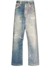 Our Legacy High Waist Wide Leg Distressed Jeans In Blu