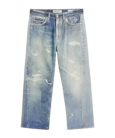 Our Legacy Mens Digital Denim Print Third Cut Faded-wash Denim Jeans In Blue