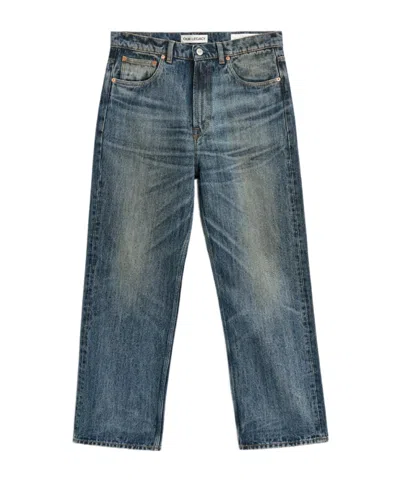 Our Legacy Straight Leg Faded Wash Five Pocket Trousers In Blue