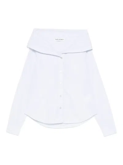 Our Legacy Kaonashi Shirt Off Shoulder Neck In White