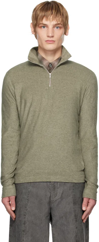 Our Legacy Khaki Delicate Funnel Sweater In Corroded Olive Every