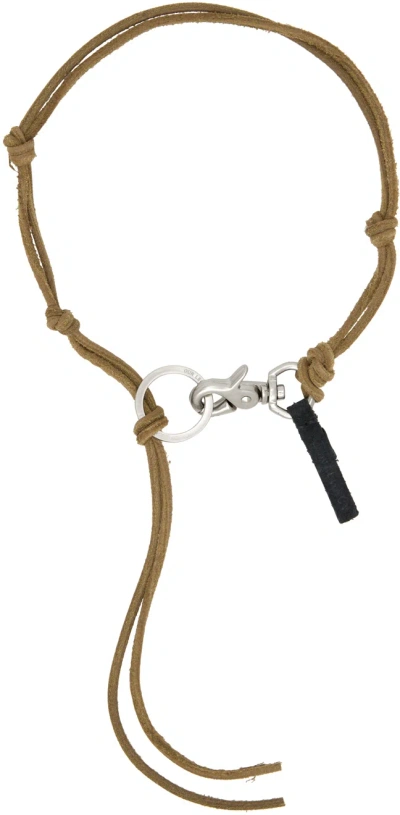 Our Legacy Khaki Ladon Necklace In Olive Leather