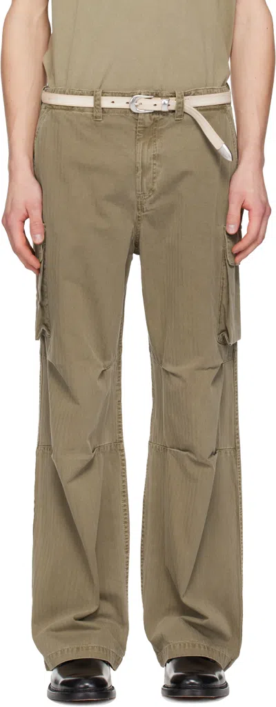 Our Legacy Cotton Cargo Trousers Wide Leg Belt Loops In Green