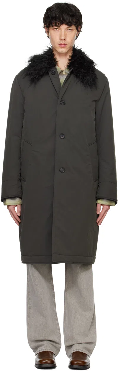 Our Legacy Khaki Polar Coat In Vapor Charcoal Peach