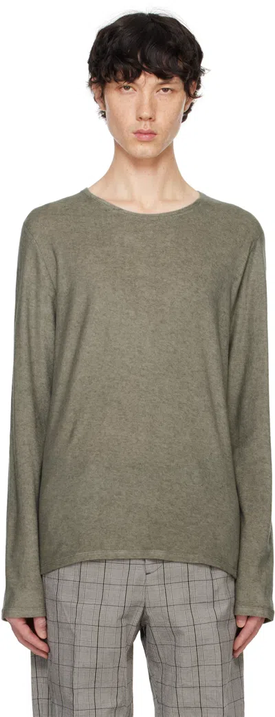 Our Legacy Khaki Regular Long Sleeve T-shirt In Corroded Olive Every