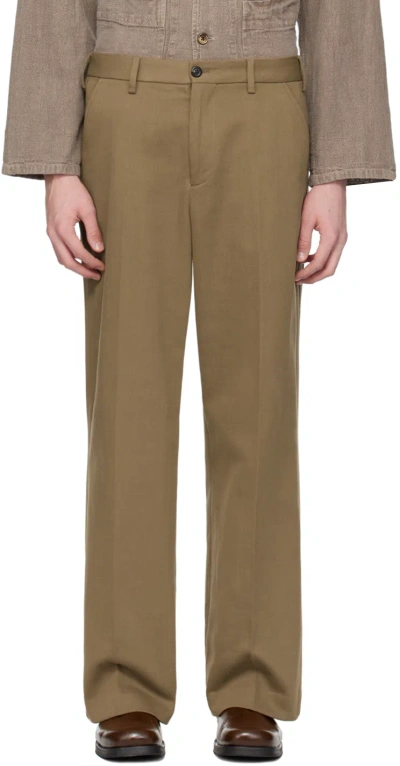 Our Legacy Khaki Sailor Trousers In Olive Broken Sateen