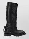 Our Legacy Knee-high Leather Boots Buckle Strap In Black
