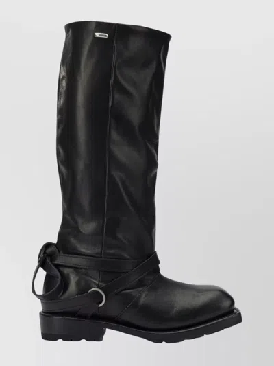 OUR LEGACY KNEE-HIGH LEATHER BOOTS BUCKLE STRAP