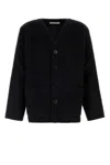 Our Legacy Textured V-neck Cardigan With Button-down Front In Black