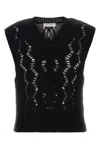 Our Legacy Black Wool V-neck Pullover In Black Fisherman Wool