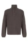 Our Legacy Navigator Polo With High Neck And Textured Ribbed Knit In Brown