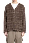 Our Legacy Checked Brushed-knit Cardigan In Brown