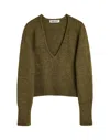 Our Legacy Cropped Brown Knitted Sweater In Green