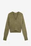 Our Legacy Cropped Brown Knitted Sweater In Green