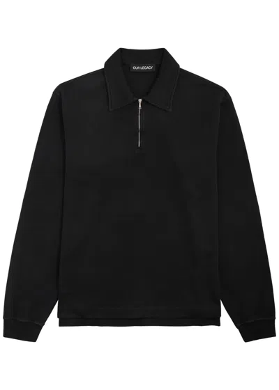 Our Legacy Lad Half-zip Cotton Sweatshirt In Black