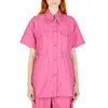 Our Legacy Ladies Cerise Cotton Ripstop Backless Army Shirt In Pink