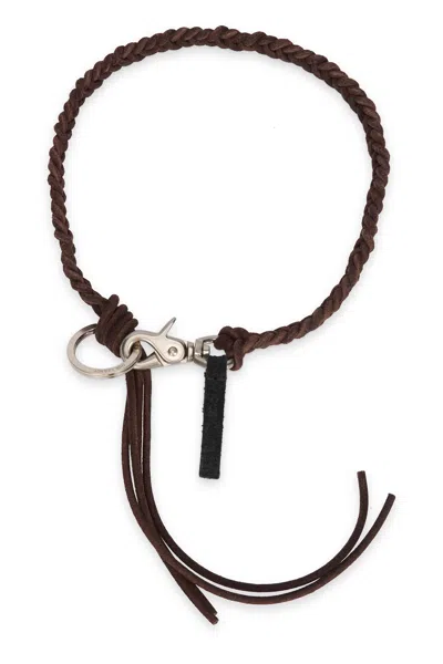Our Legacy Ladon Keychain In Braided Leather In Orange