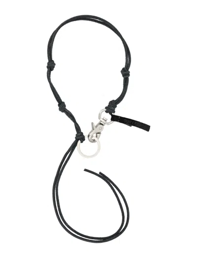 Our Legacy Ladon Keyring With Knotted Leather Cord - 40 Cm In Black