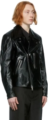 Our Legacy Lapel Zipper Leather Casual Jacket In Black