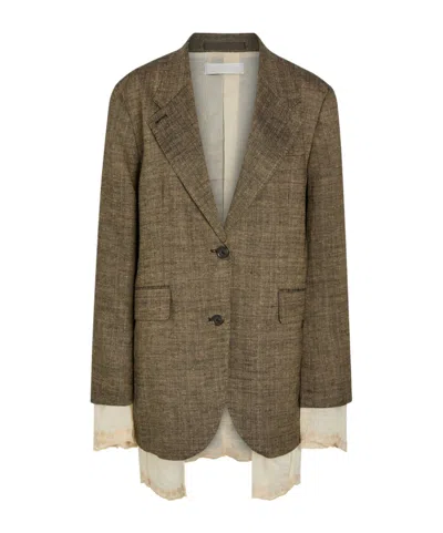 Our Legacy Layered Linen And Silk-blend Blazer In Brown