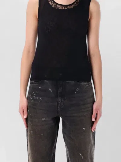 Our Legacy Layered Tank Top Lace Sheer Design In Black
