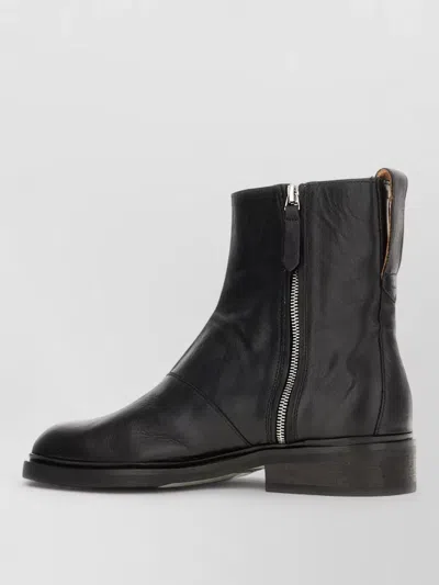 Our Legacy Leather Ankle Boots Low Block Heel In Black