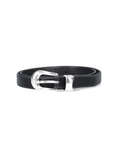 Our Legacy Leather Belt With Silver Buckle In Black