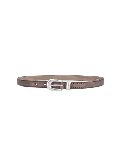 Our Legacy Leather Belt With Silver-tone Buckle In Brown