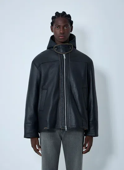 Our Legacy Leather Blizzard Jacket In Blue