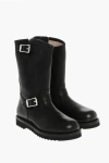 Our Legacy Leather Boots With Double Buckle In Black