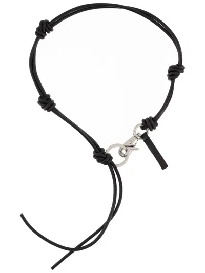 Our Legacy Leather Cord Necklace With Knot Details In Black