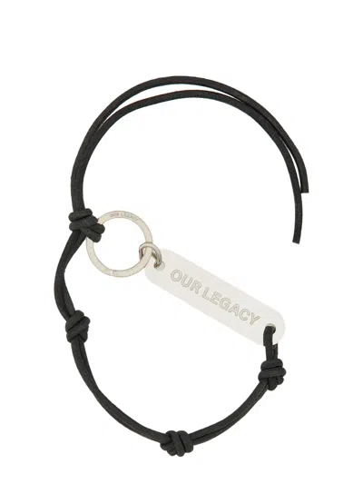 Our Legacy Leather Keychain Knot Detailing In Black