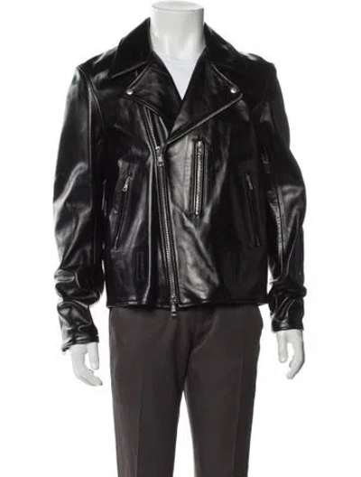 Pre-owned Our Legacy Leather Moto Jacket In Black