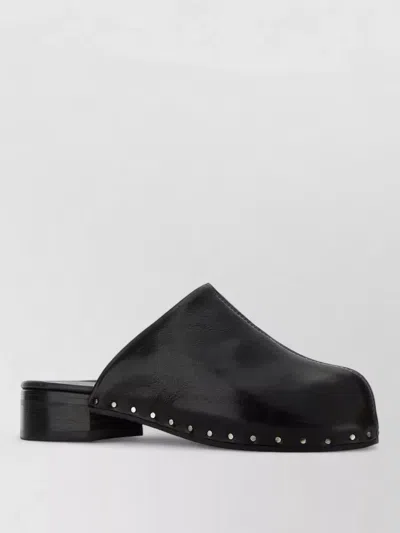 Our Legacy Leather Naoto Mules Block Heel Open Back In Black