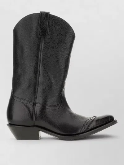 Our Legacy Leather Western Boots Pointed Toe Pull Tabs In Black