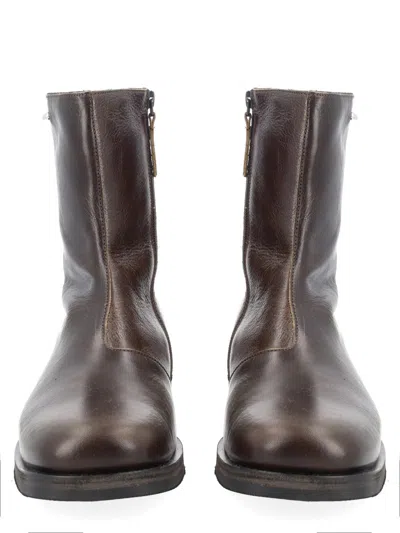 Our Legacy Camion Boot Mid-calf Brown Leather Boots In Gray