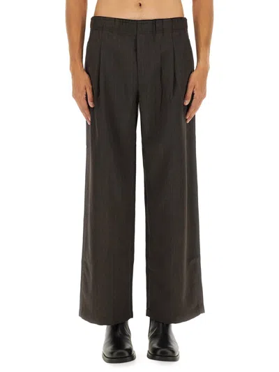 Our Legacy Wide Leg Trousers Elastic Waistband In Brown