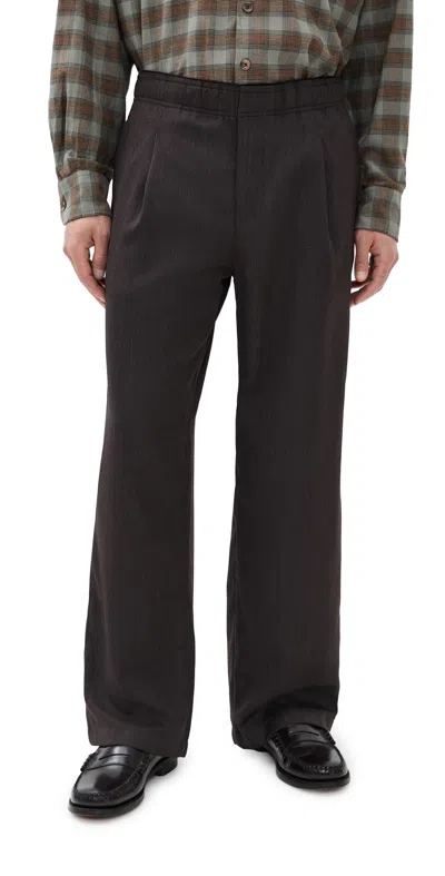 Our Legacy Mens Havana Brown Leisure Pleat Wide-leg Wool Trousers In Gray