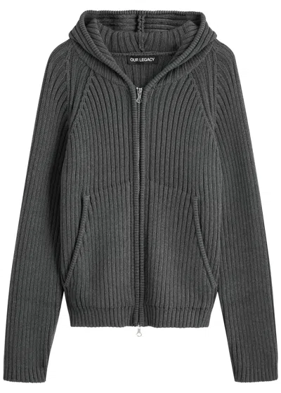 OUR LEGACY OUR LEGACY LEVEL HOODED COTTON-KNIT JUMPER