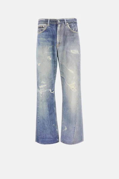 Our Legacy Mens Digital Denim Print Third Cut Faded-wash Denim Jeans In Blue