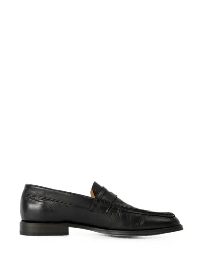 Our Legacy Light Calf Leather Loafers In Black