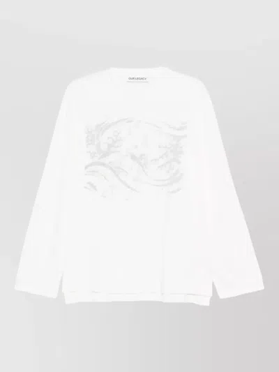 Our Legacy Lightweight Knit Sweater Round Neck Graphic In White