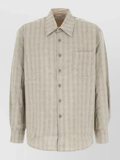Our Legacy Linen Shirt Buttoned Cuffs Chest Pocket In Neutral