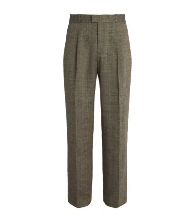 Our Legacy Linen-silk-cotton Slack Straight Trousers In Brown