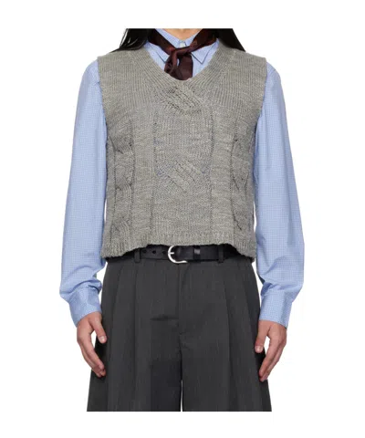 Our Legacy Link V-neck Knitted Vest In Gray