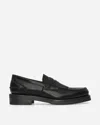 Our Legacy Polished Black Leather Loafers With Decorative Fringe Detail In Black