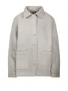Our Legacy Lodge Collared Cardigan Large Pockets In Neutrals