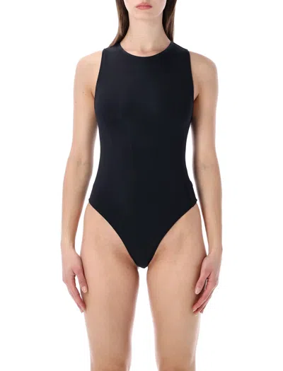 Our Legacy Loen Swimsuit High Neck Open Back In Black